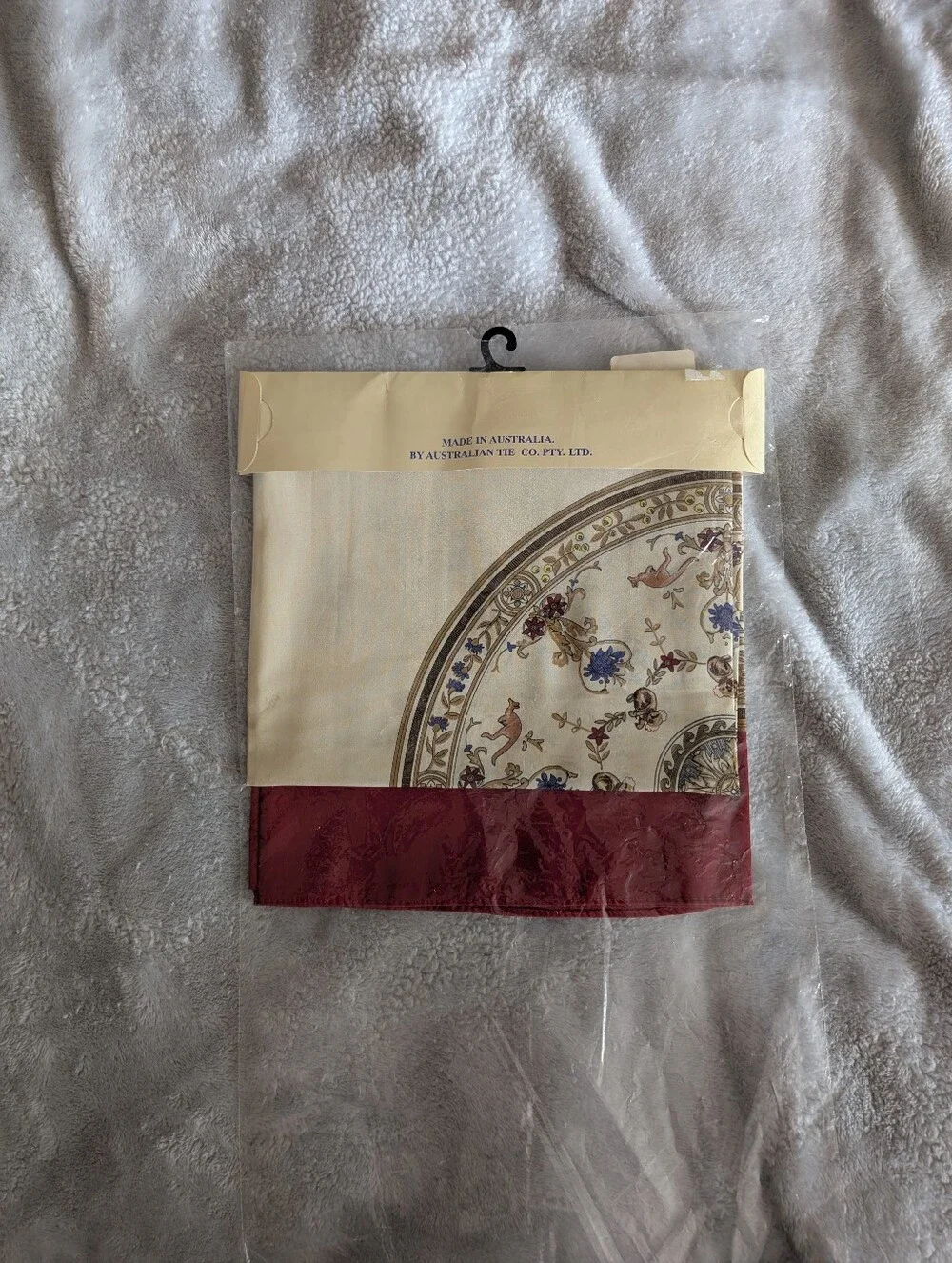 Australian Sunshine Scarf Whimsical Red and Cream Floral Border 90x90cm
